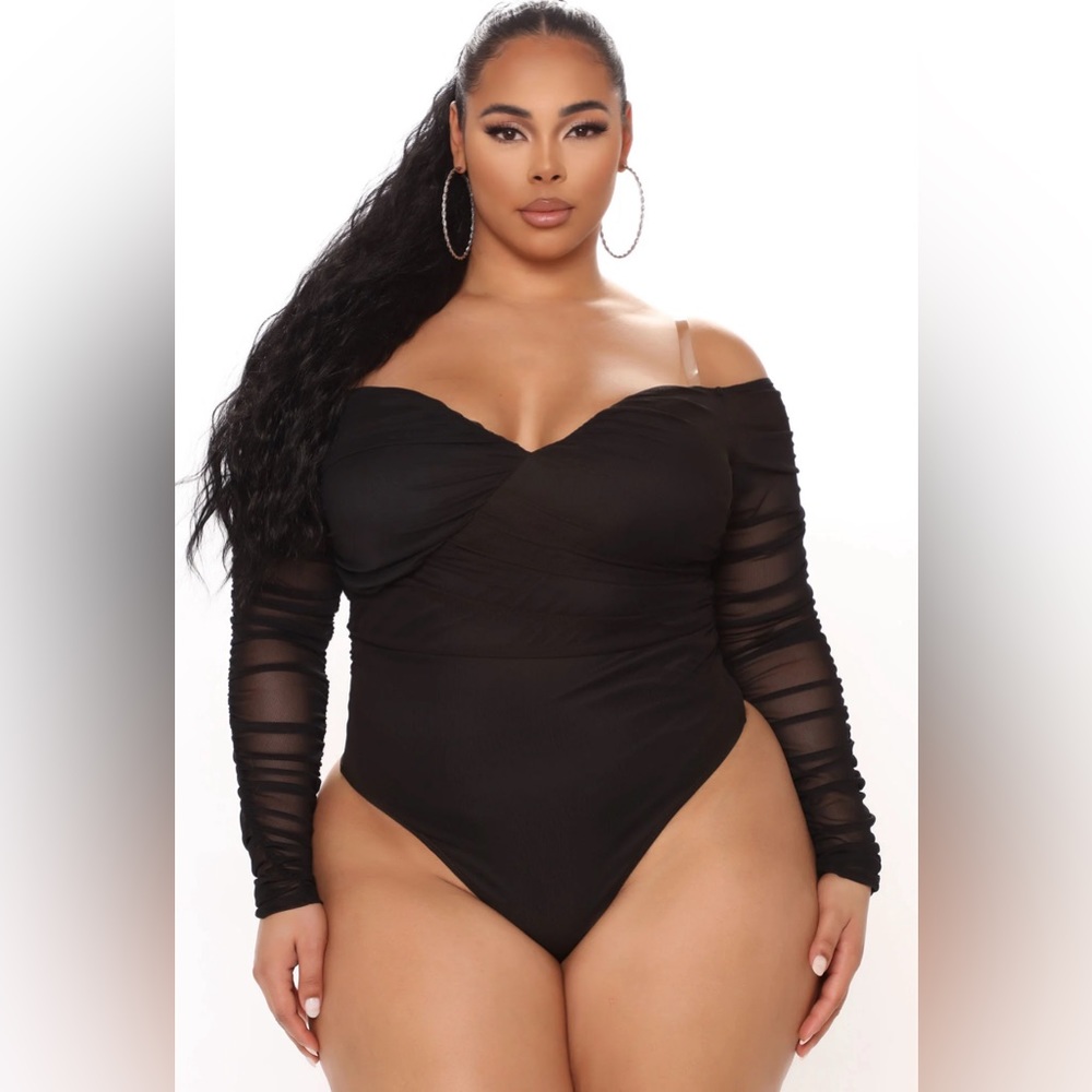 Fashion nova “A hot mesh” black bodysuit size 2x